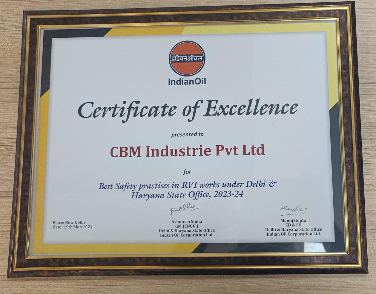 IOCL, RVI, 2023-24 Best safety practice